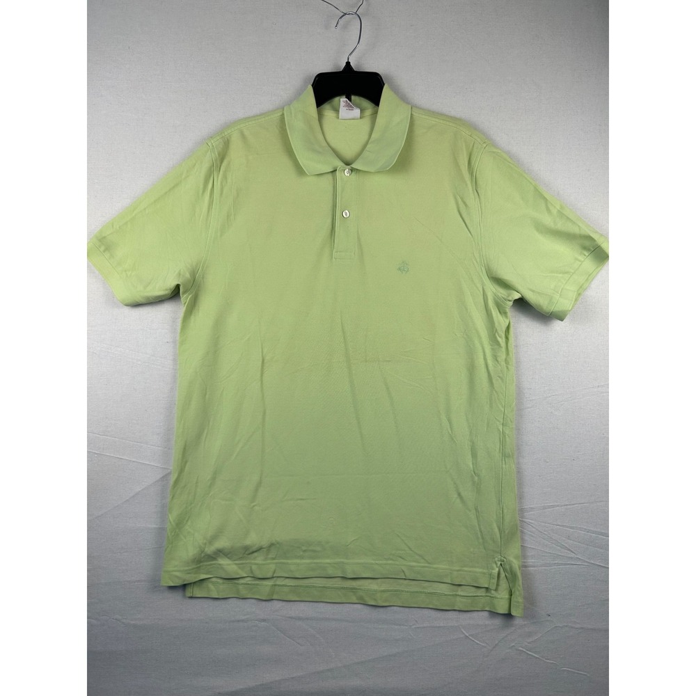 Brooks Brothers Performance Polo Shirt Mens Large Lime Green 100% Cotton Pique